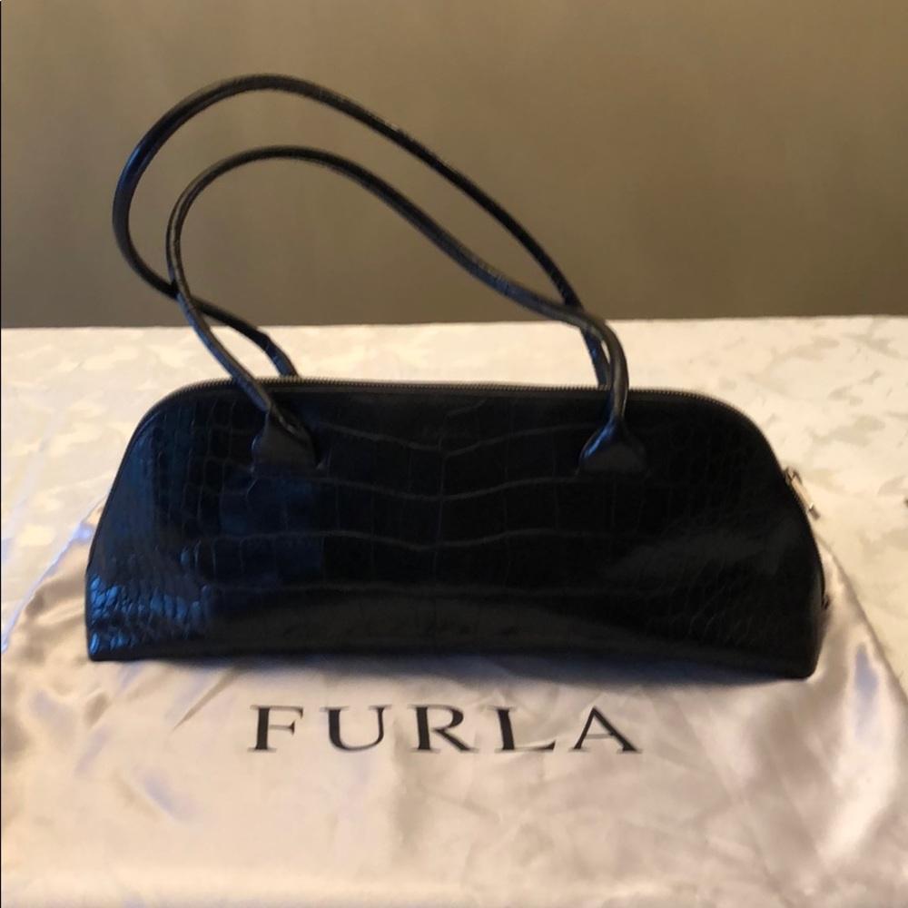 FURLA classic black leather bag